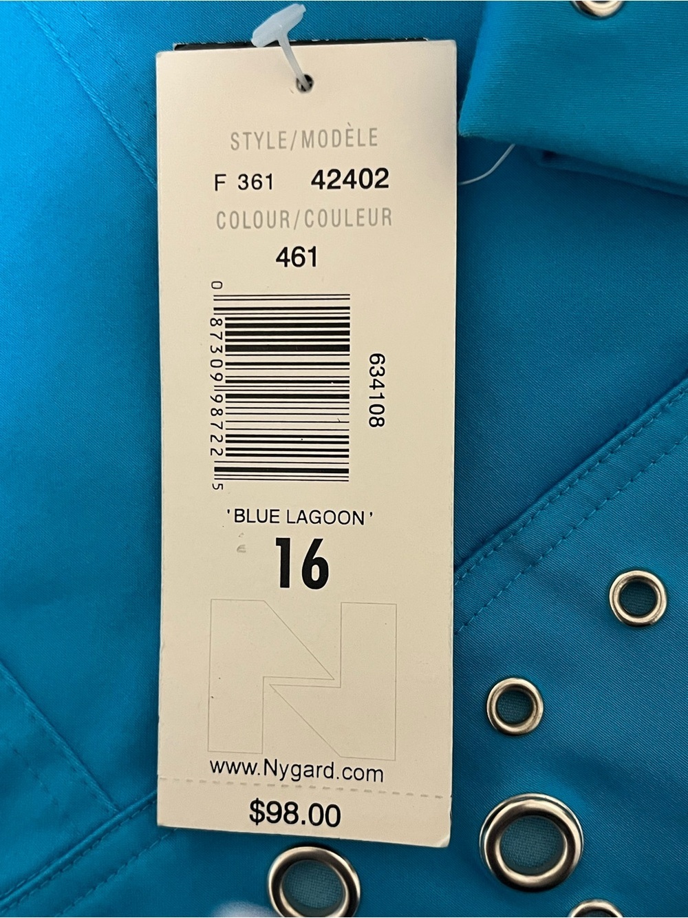 NWT Peter Nygard Women’s Blue Zip Up Silver Grommets Accent Details Jacket 16 - Picture 2 of 7